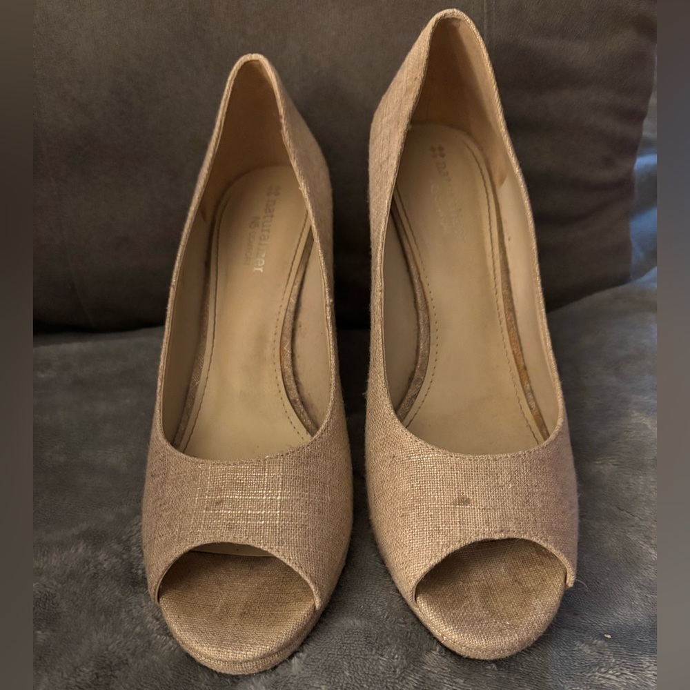 Naturalizer Tan Peep-Toe Heels